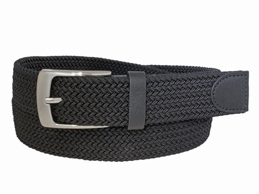 Men's | Custom Leather | 10251 | 35mm Stretch Cotton Woven Belt| Black