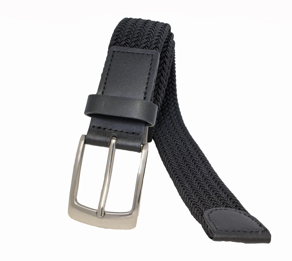 Men's | Custom Leather | 10251 | 35mm Stretch Cotton Woven Belt| Black