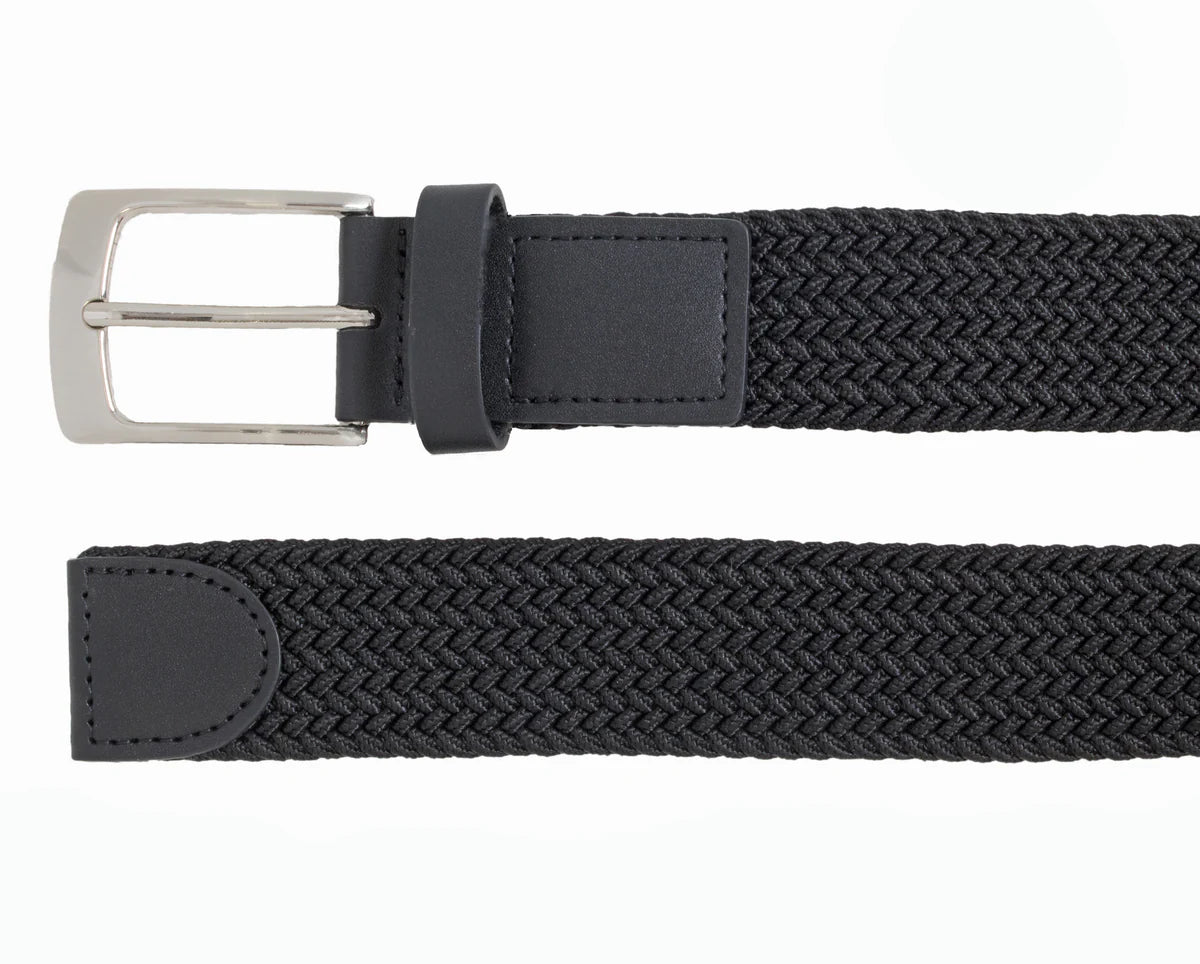 Men's | Custom Leather | 10251 | 35mm Stretch Cotton Woven Belt| Black