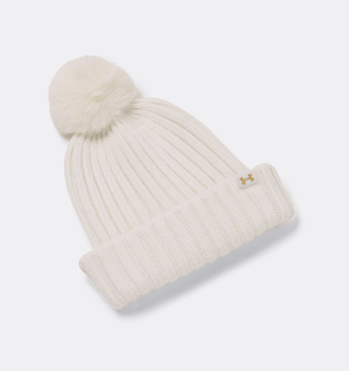 Women's | Under Armour | 1386637-114 | Halftime Pom Beanie | White Quartz / Metallic Gold