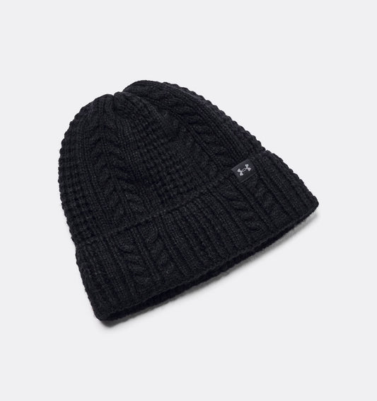 Women's | Under Armour |1386639-001 | Halftime Cable Knit Beanie | Black / Castlerock