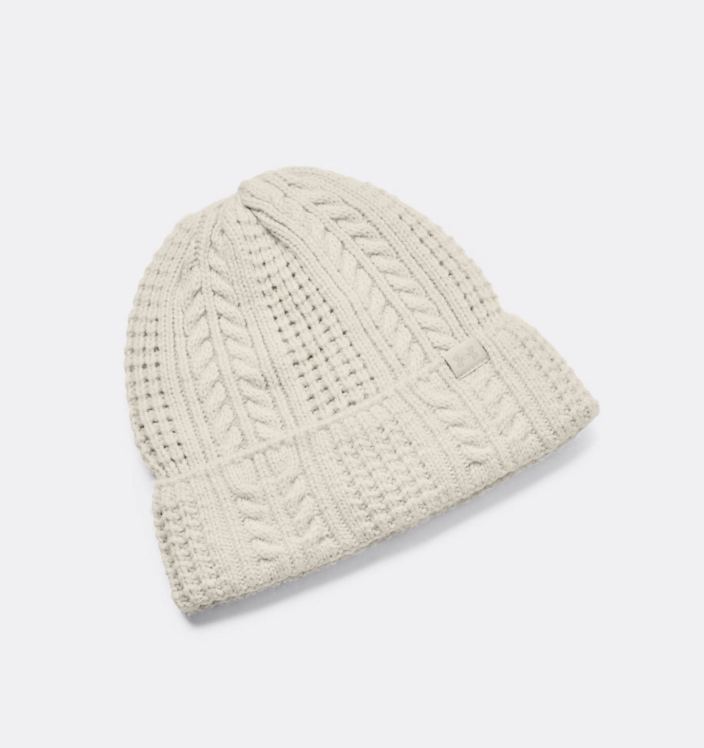 Women's | Under Armour | 1386639-110 | Halftime Cable Knit Beanie | Summit White / Khaki Base