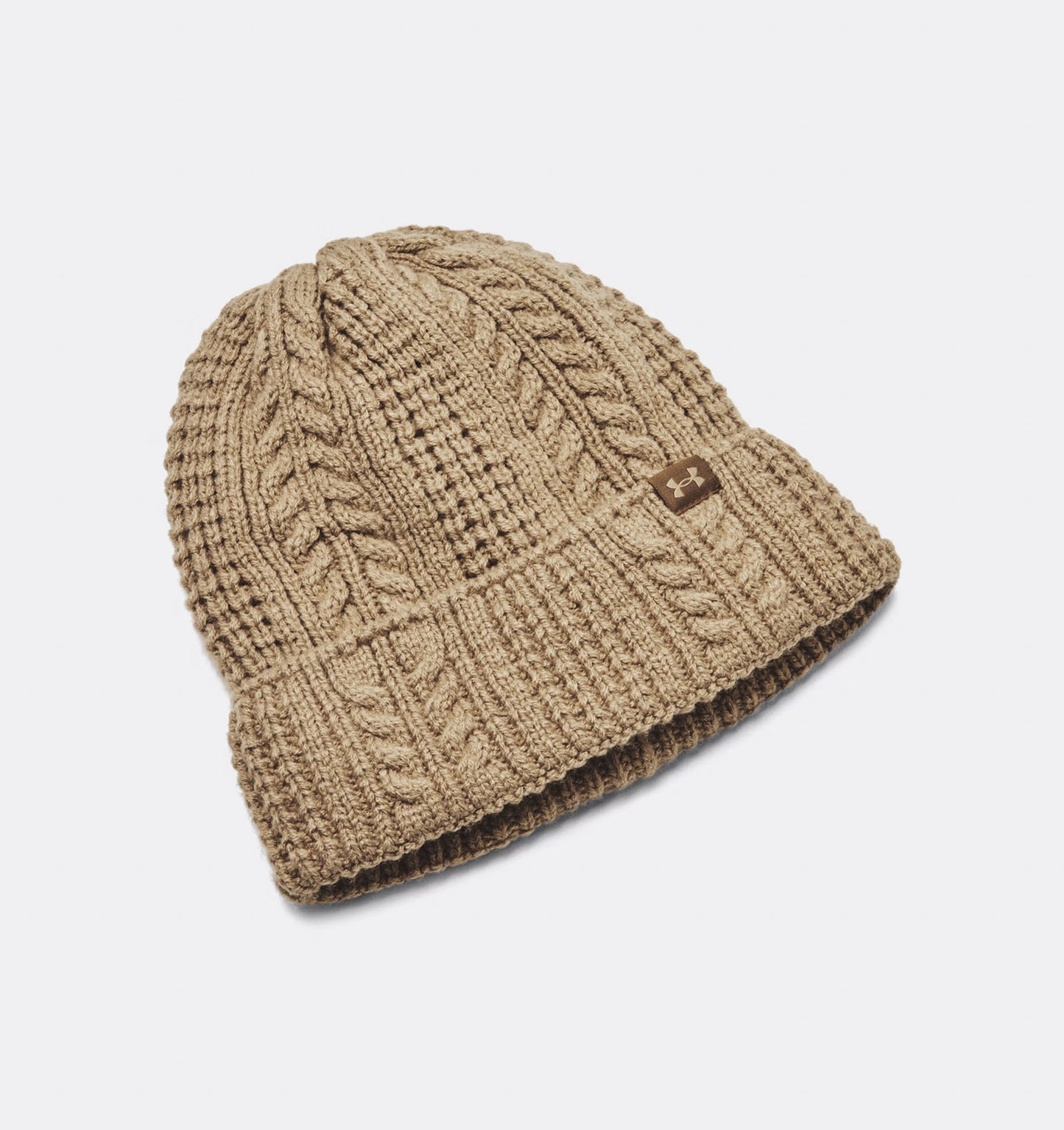 Women's | Under Armour | 1386639-263 | Halftime Cable Knit Beanie | Camel / Coyote