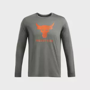 Men's | Under Armour | 1374847-709 | Project Rock Brahma Bull Long Sleeve | Castlerock / Orange