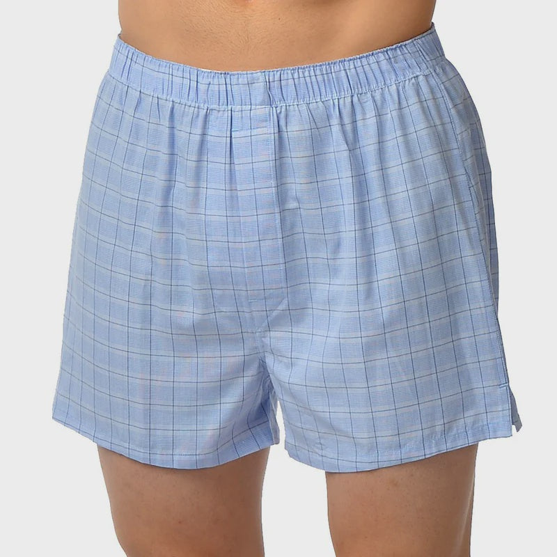 Majestic | 1870605 | Cotton Boxers | Light Blue Plaid