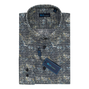 Men's | Blu by Polifroni | B2449255-99 | Sport Shirt |   Black Geo Multi