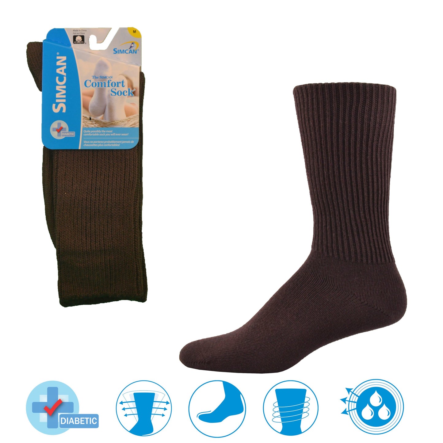 Simcan | Comfort Sock | Cotton Mid Calf | Brown