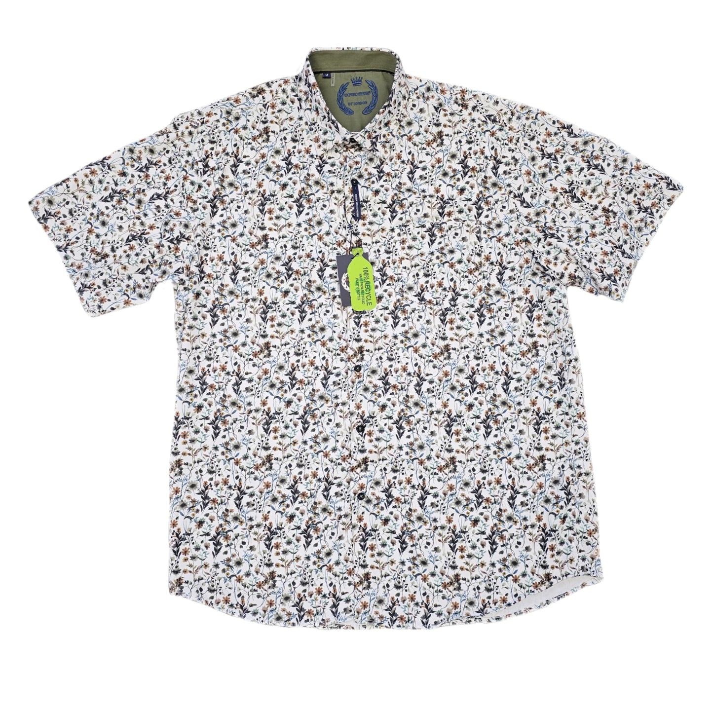 Men's | Oxford Street of London | S24OX4263 | Short Sleeve Button Down | White / Earthy Floral