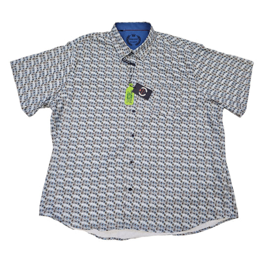 Men's | Oxford Street of London | S24OX4272 | Short Sleeve Button  Down | Light Blue Floral Sketch