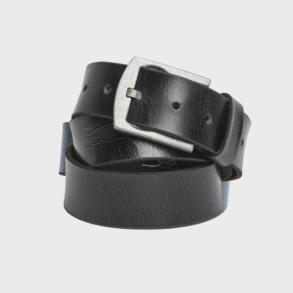 Men's | Silve Jeans | 40mm Genuine Leather Belt with Vintage Finish | Black