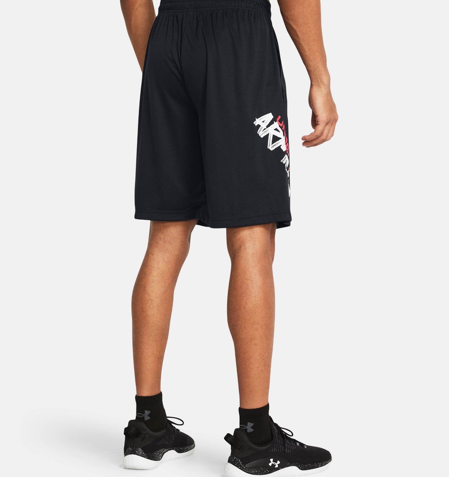 Men's | Under Armour | 1383354-001 | Tech™ Wordmark Shorts | Black / Red Solstice