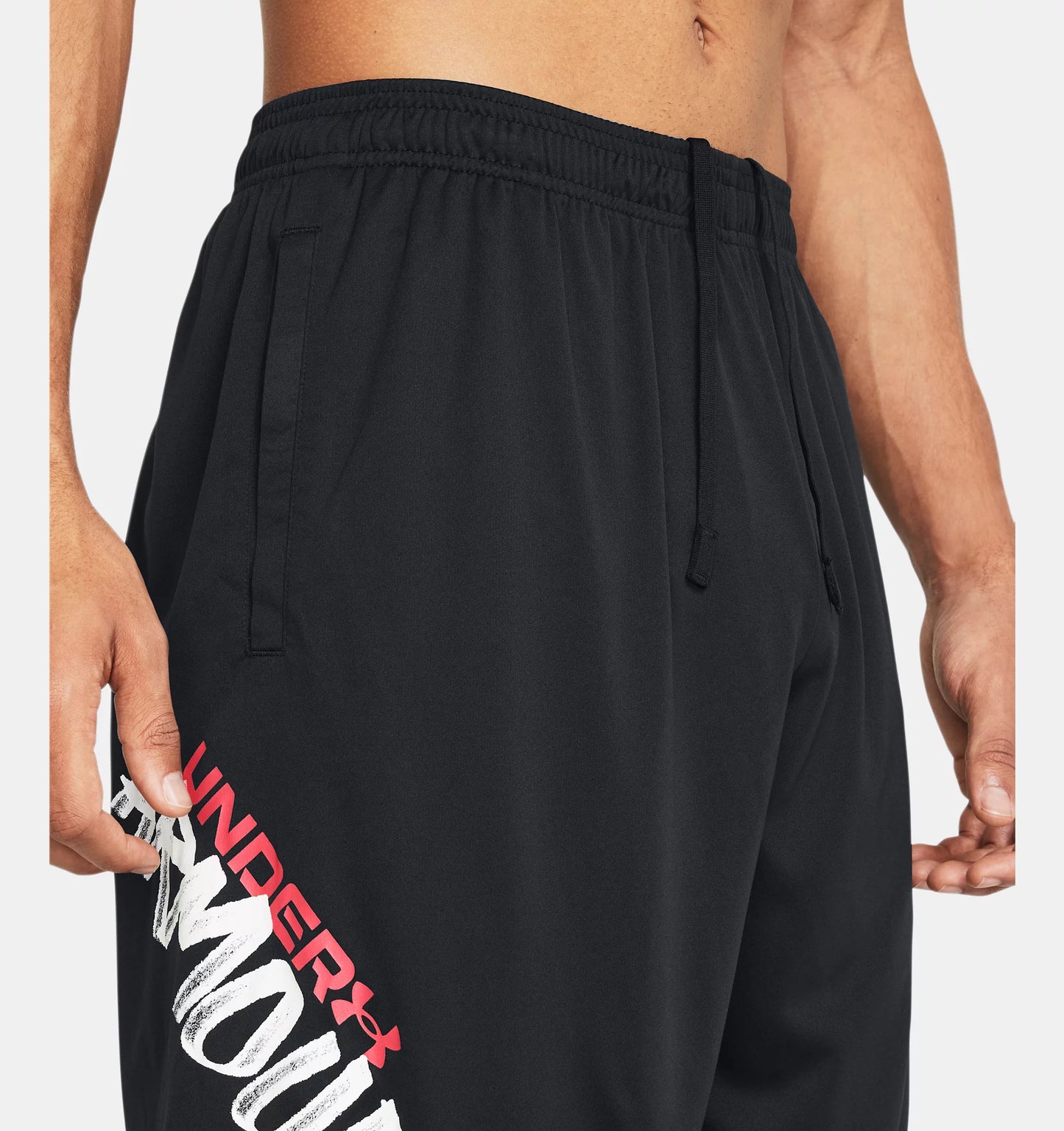 Men's | Under Armour | 1383354-001 | Tech™ Wordmark Shorts | Black / Red Solstice