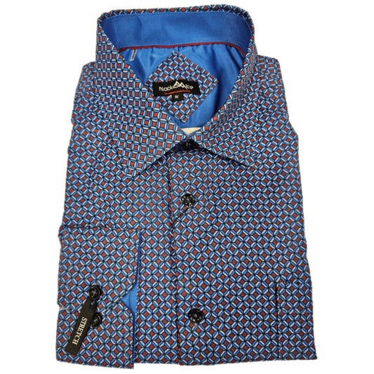 Men's | Black Ice | F24BIS4375 | Long Sleeve Button Down | Bleu et Rouge