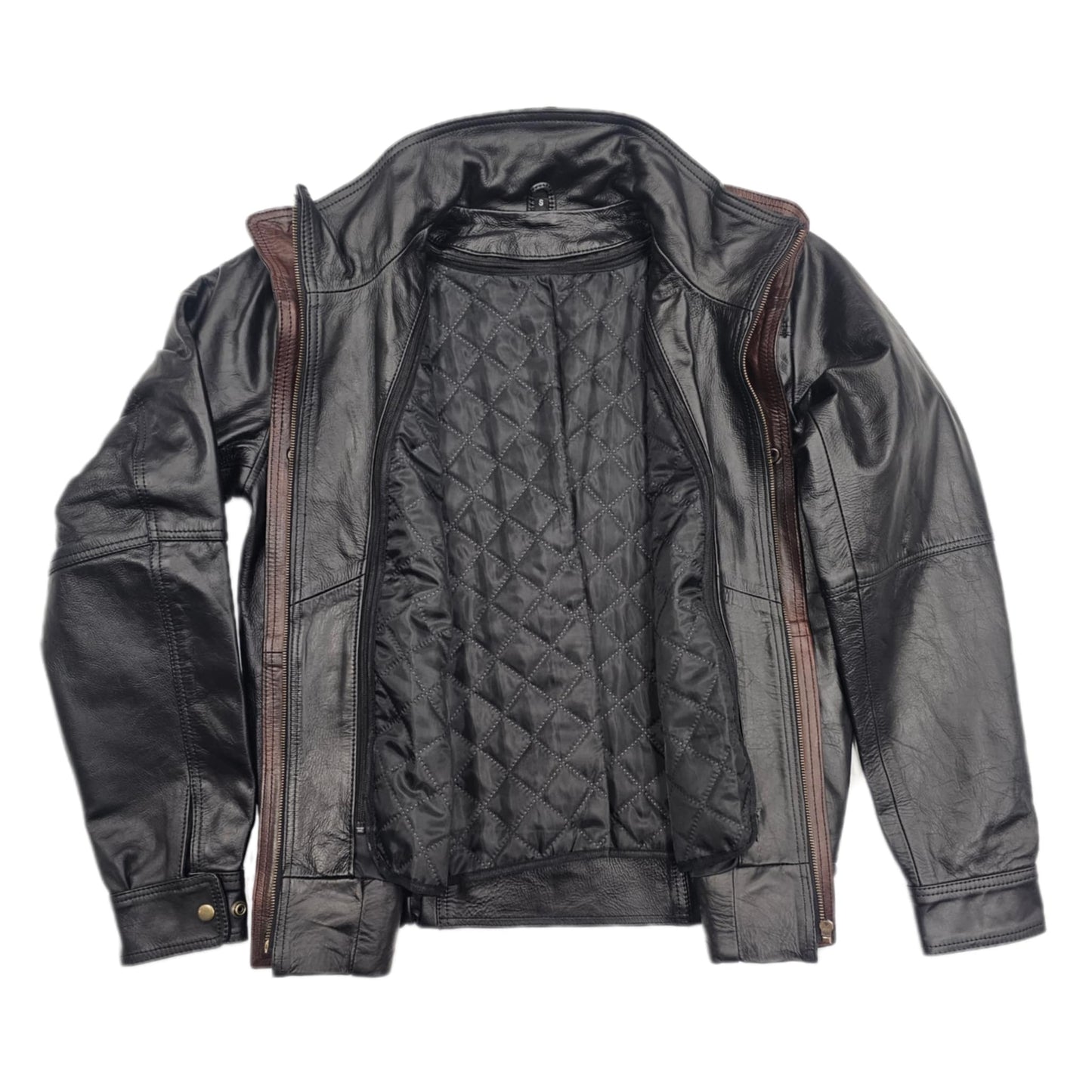 Men's | Genuine Leather Jacket Bomer | Black / Brown