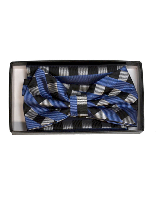 Aladdin | 373-02 | Bow Tie / Pocket Square Set | Blue Check