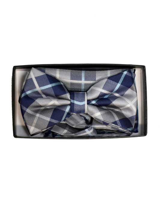 Aladdin | 373-14 | Bow Tie / Pocket Square Set | Blue / Grey