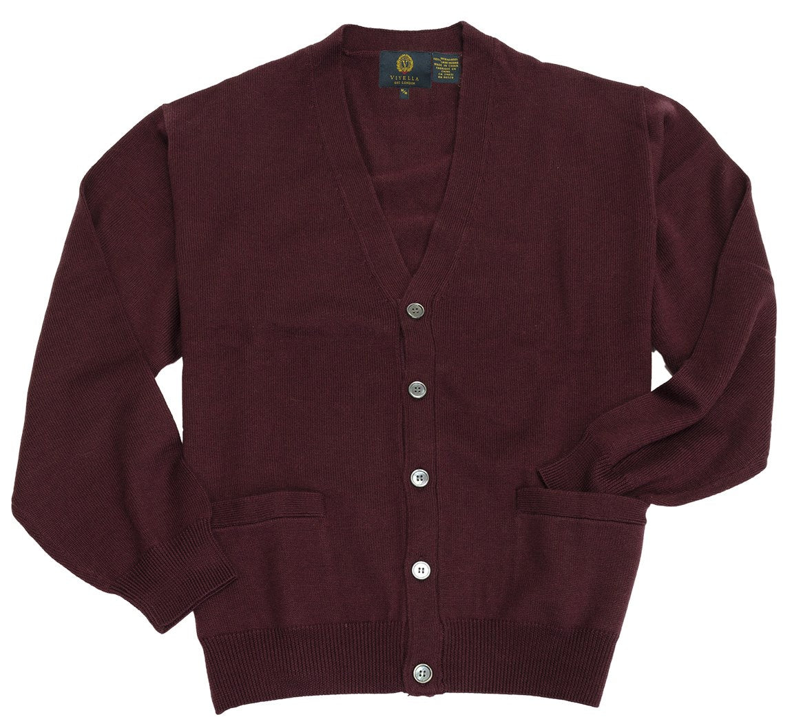 Men's | Viyella | 255610 | Basic Button Front Cardigan L/S | Port