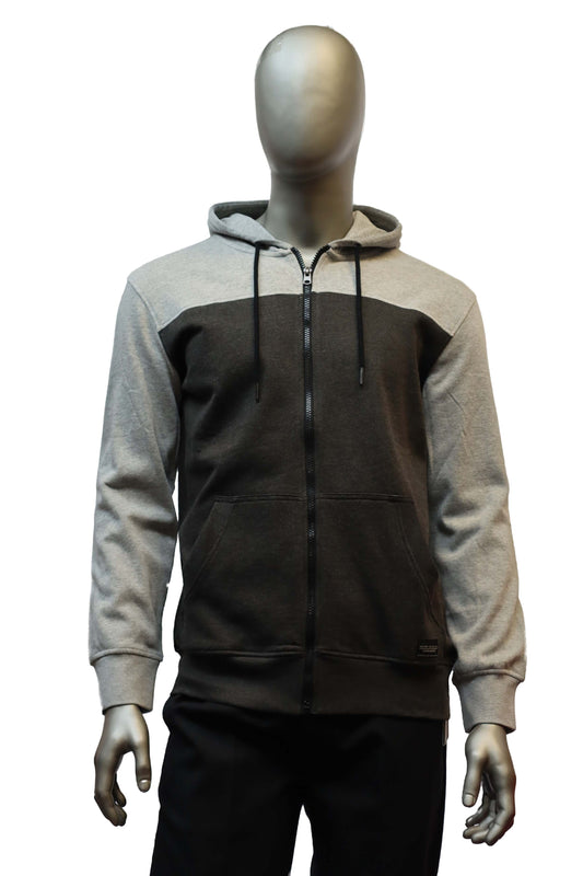 Men's | Silver Jeans | SMF215846 | Colour Block L/S Fleece Hoody | Heather Charcoal