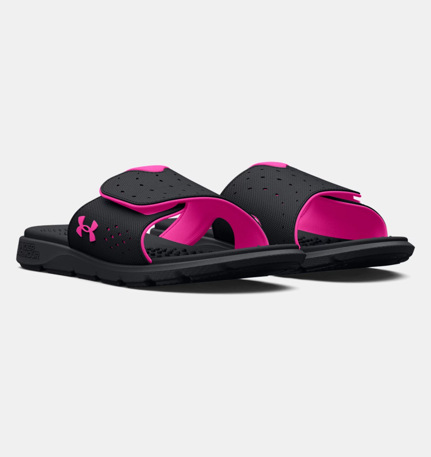 Women's | Under Armour | 3026027 | Ignite Pro Slides | Black / Rebel Pink