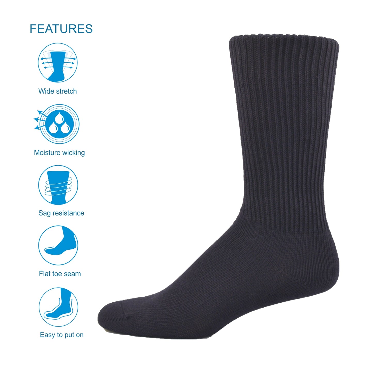 Simcan | Comfort Sock | Cotton Mid Calf | Black