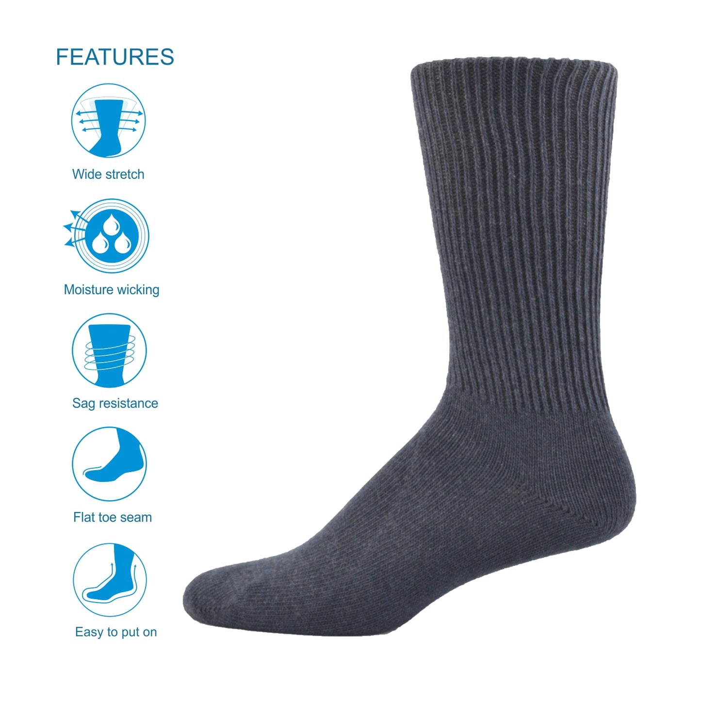 Simcan | Comfort Sock | Cotton Mid Calf | Charcoal