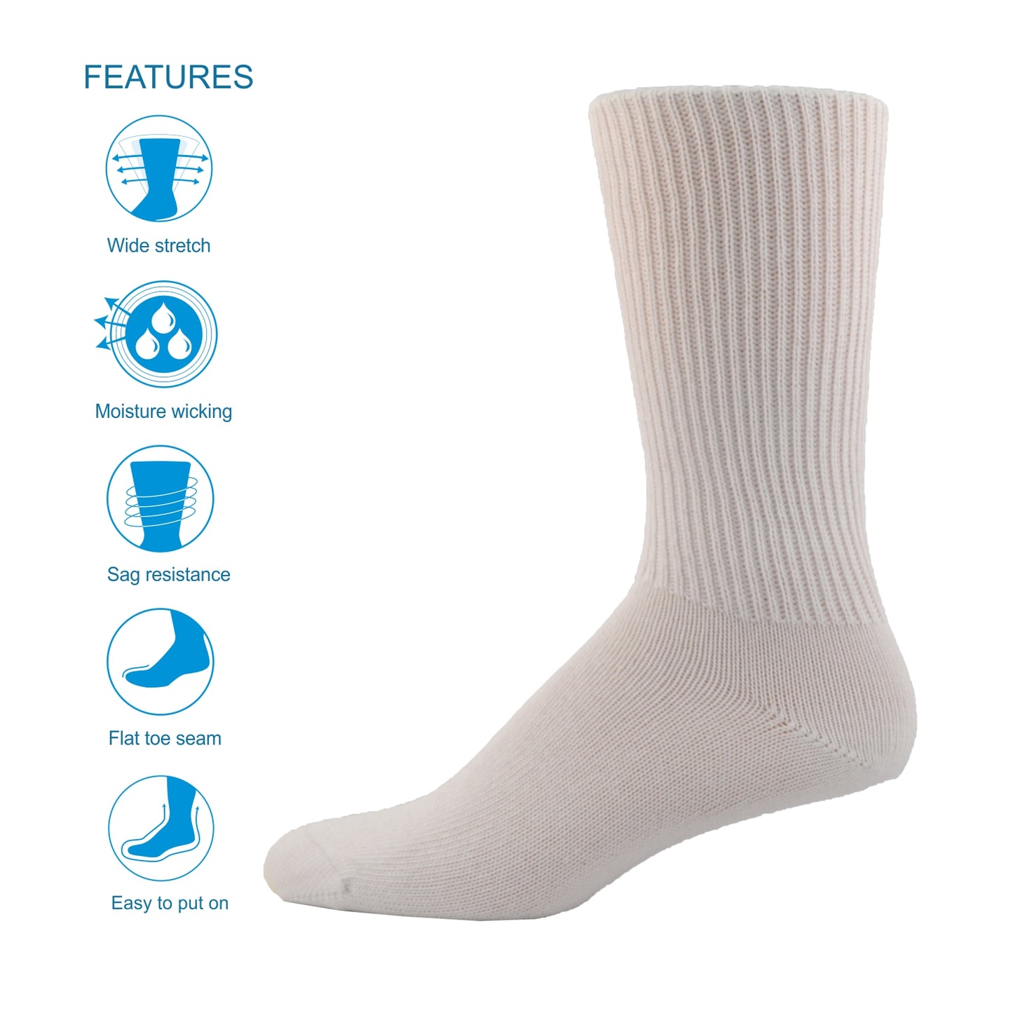 Simcan | Comfort Sock | Cotton Mid Calf | White