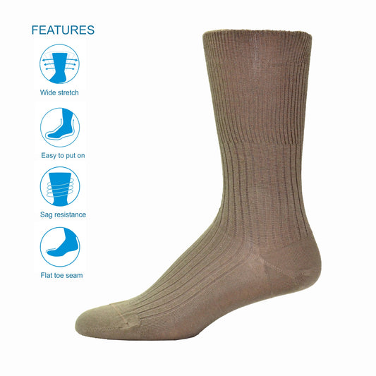 Simcan | Tender Top | Cotton Blend Mid Calf Sock | Taupe