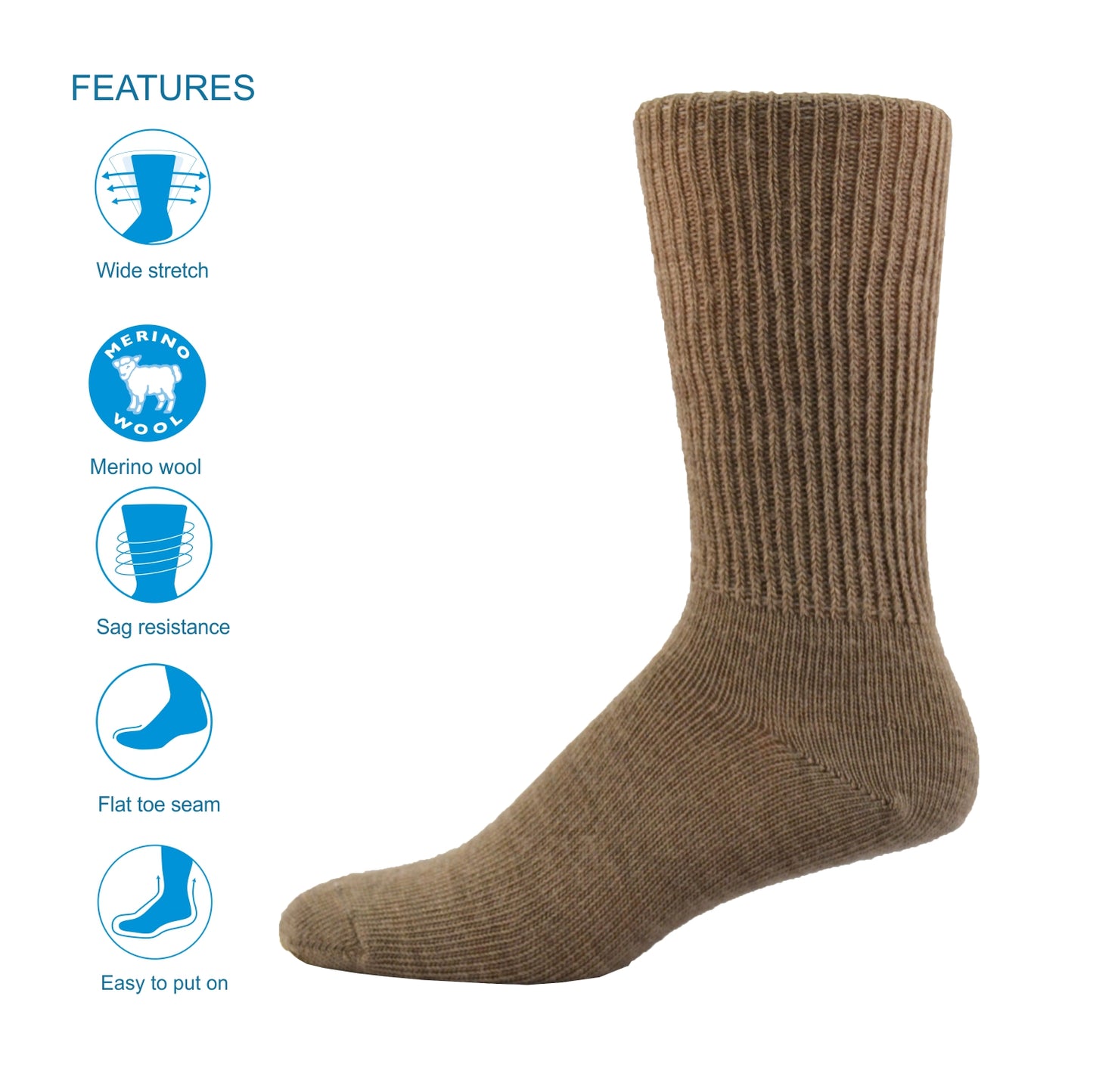 Simcan | Comfort Sock | Wool Mid Calf | Sand