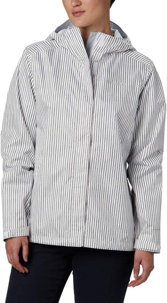 Women's | Columbia | RW0087-100 | Ridge Gate Uninsulated Rain Jacket | White Medium Stripe Print