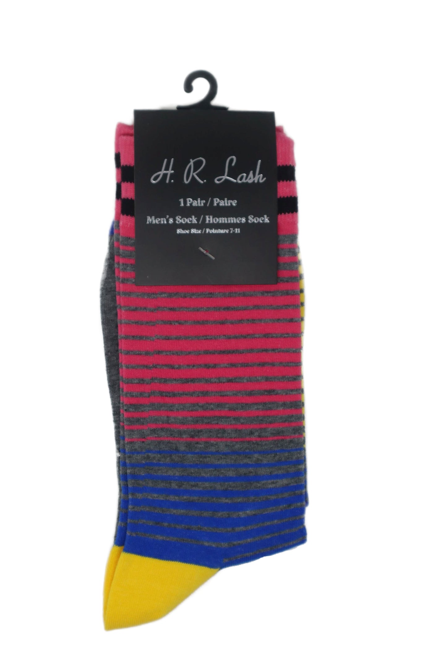 H.R. Lash | FS208 | Fun Socks | Pink/Grey/Blue/Yellow