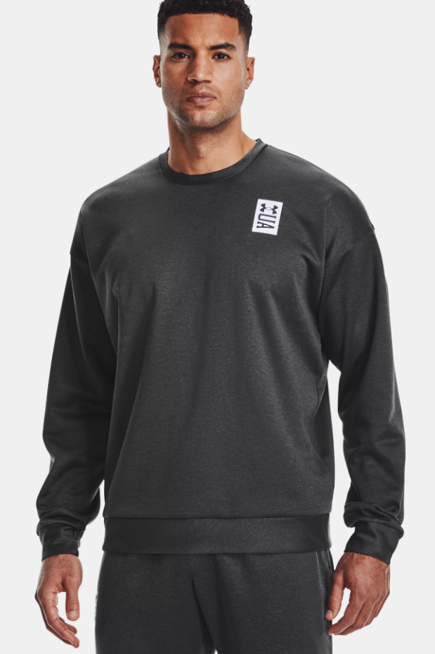 Men's | Under Armour | 1361757 | RECOVER Crew Long Sleeve Shirt | Black Full Heather / White