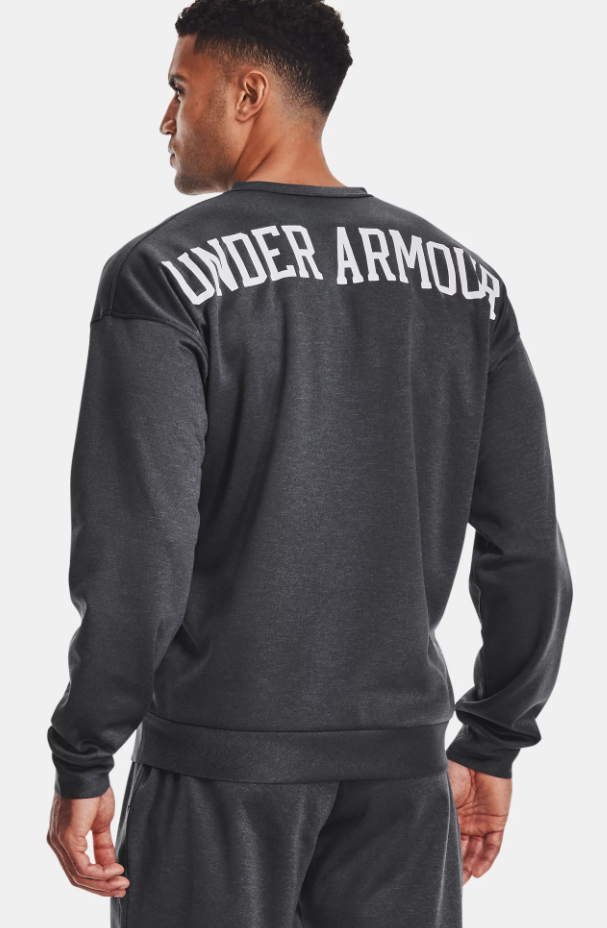 Men's | Under Armour | 1361757 | RECOVER Crew Long Sleeve Shirt | Black Full Heather / White