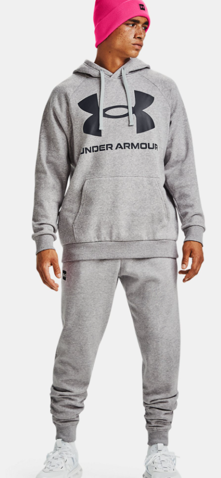 Men's | Under Armour | 1357093-011 | Rival Fleece Big Logo Hoodie | Mod Gray Light Heather / Black