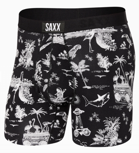 Men's | Saxx | SXBB30F | Ultra Boxer Brief Fly | Black Astro Surf And Turf