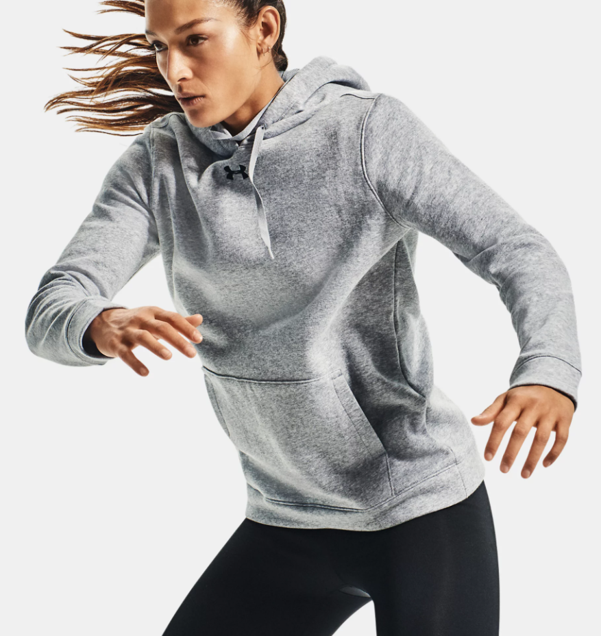 Women's | Under Armour | 1300261 | Hustle Fleece Hoody | True Gray Heather/ Black