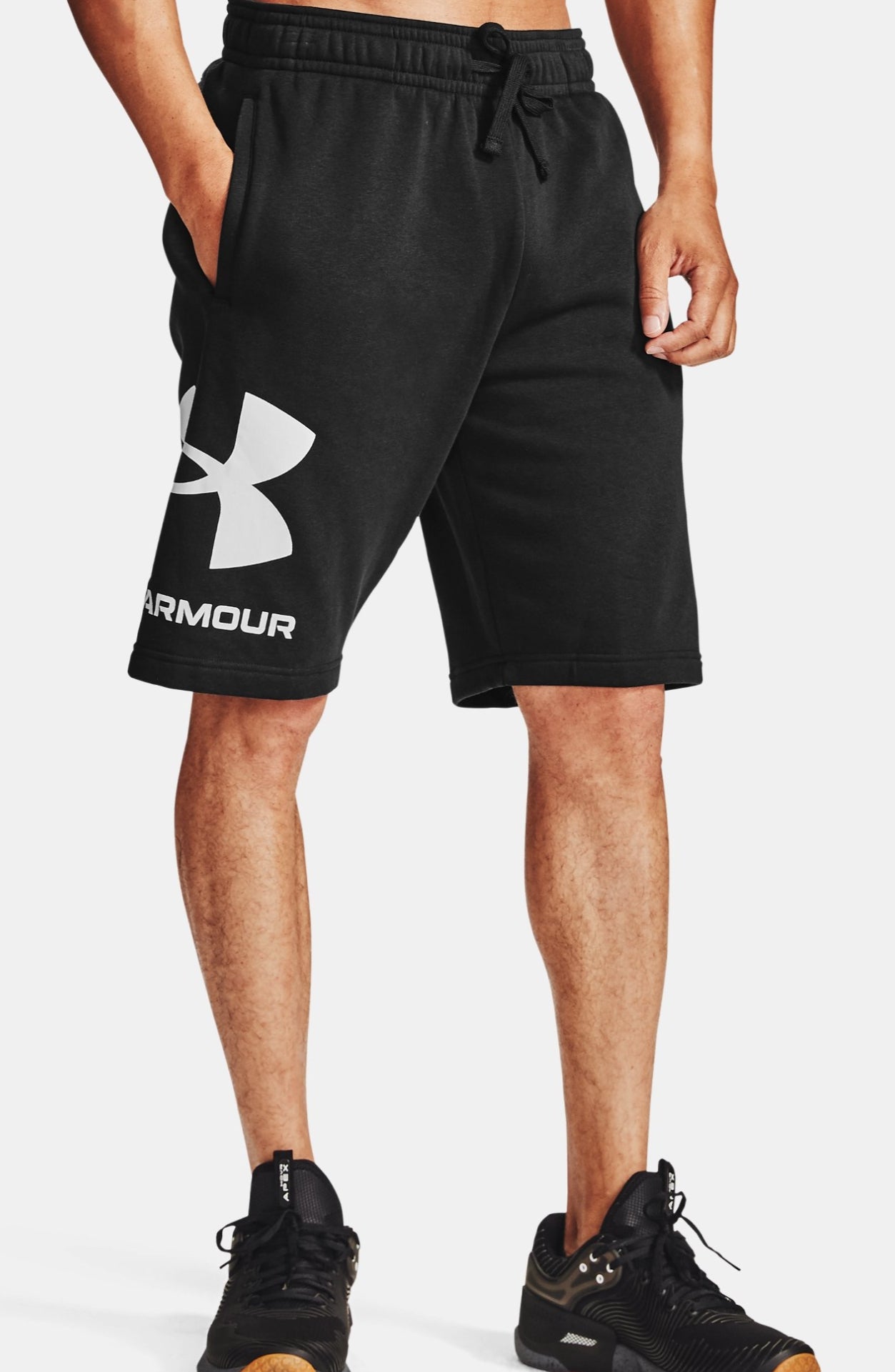 Men's | Under Armour | 1357118 | Rival Fleece Big Logo Shorts | Black / Onyx White