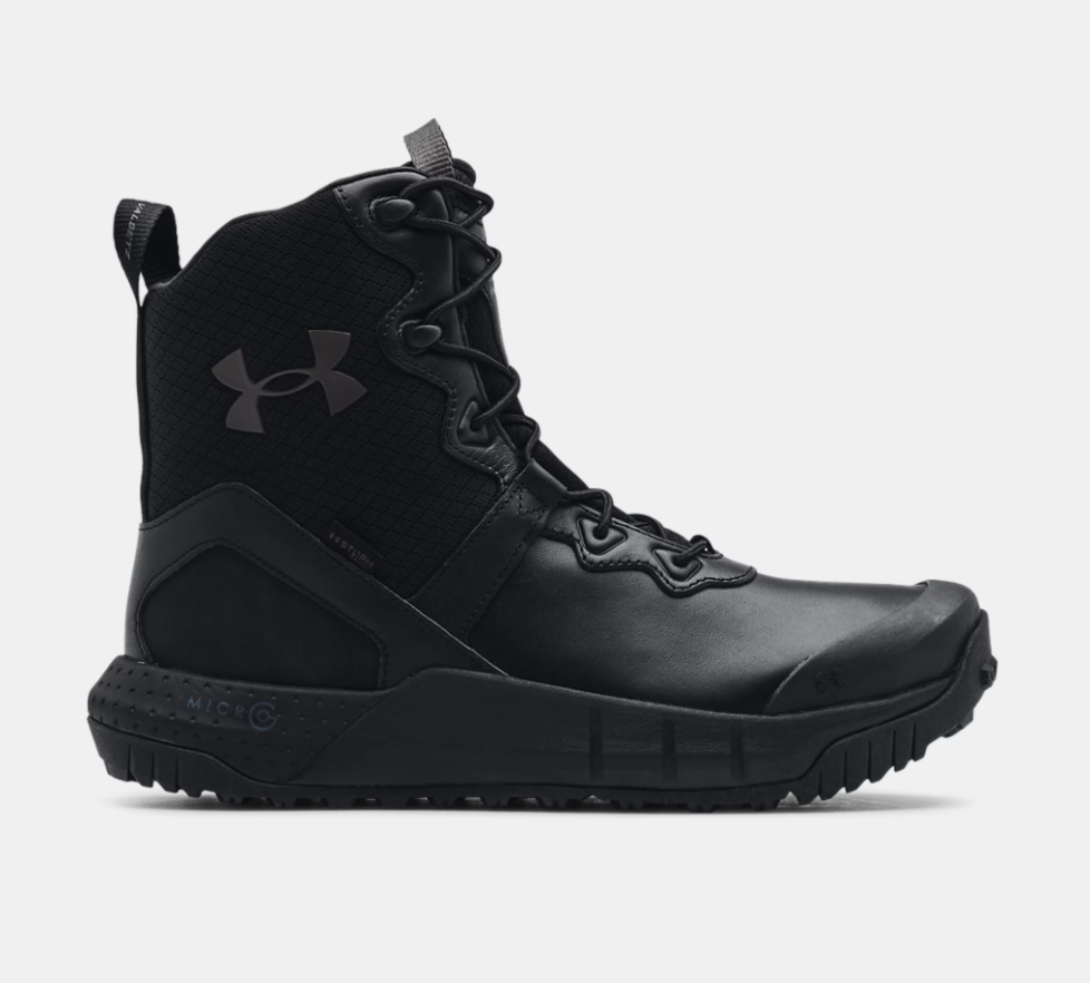 Men's | Under Armour | 3024266-001 | Micro G Valsetz Leather Waterproof Tactical Boots | Black