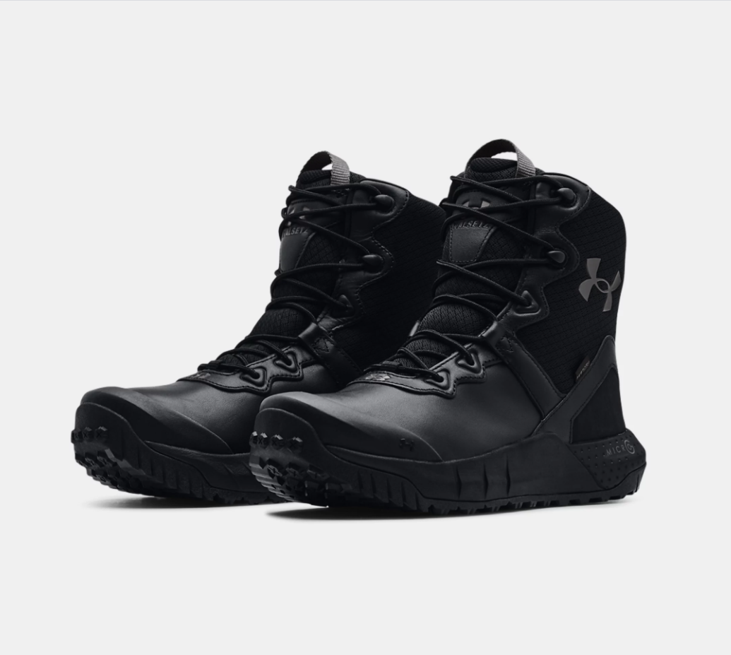 Men's | Under Armour | 3024266-001 | Micro G Valsetz Leather Waterproof Tactical Boots | Black