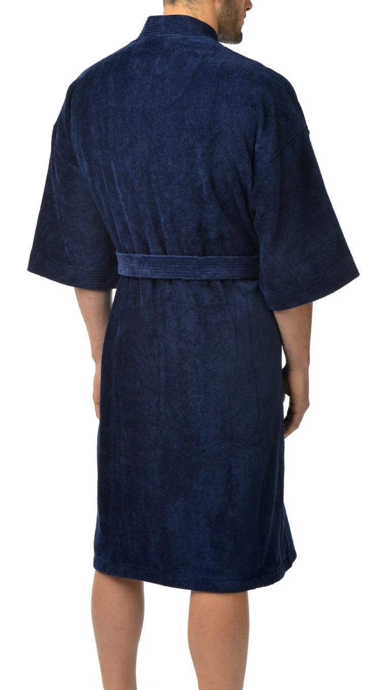 Majestic |1871120-412 | Solid Terry Velour Kimono Robe | Navy