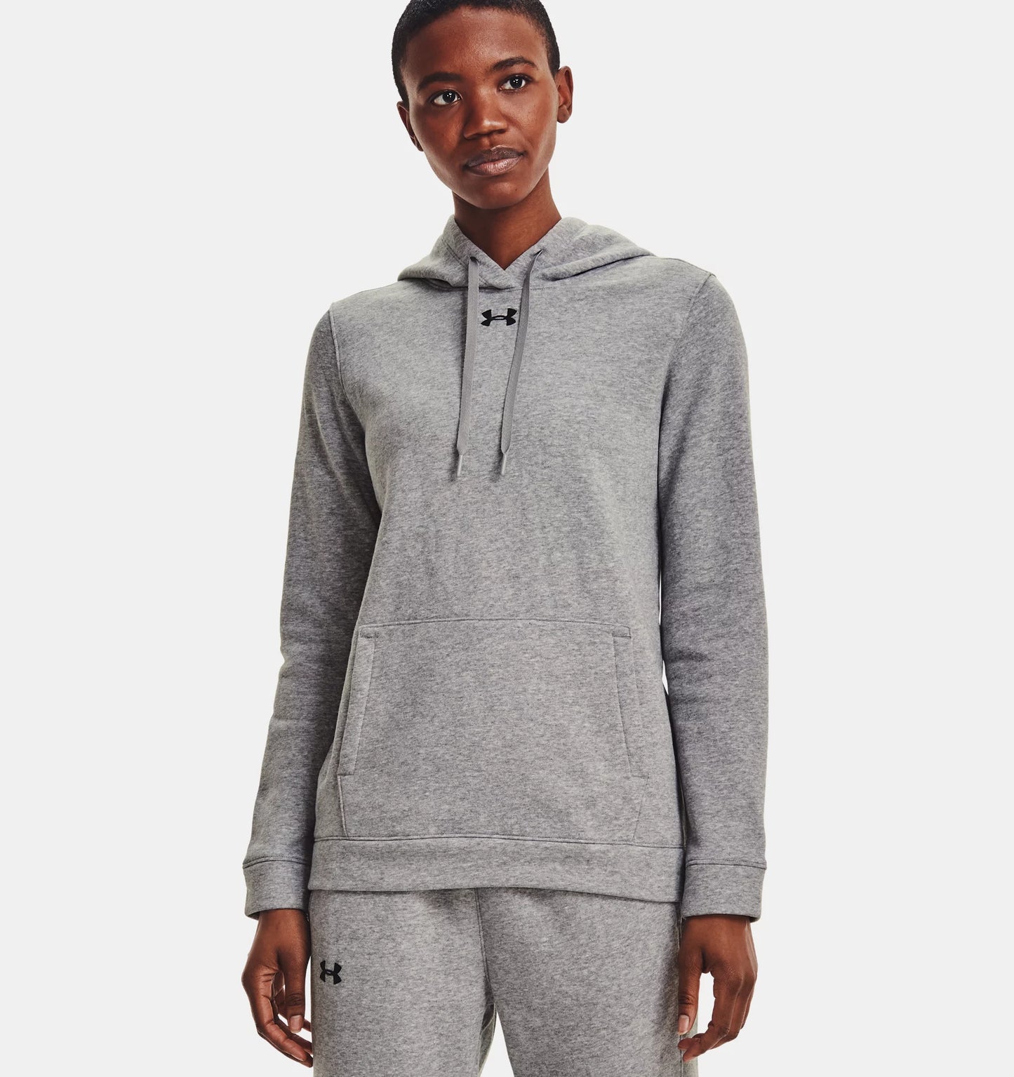 Women's | Under Armour | 1300261 | Hustle Fleece Hoody | True Gray Heather/ Black