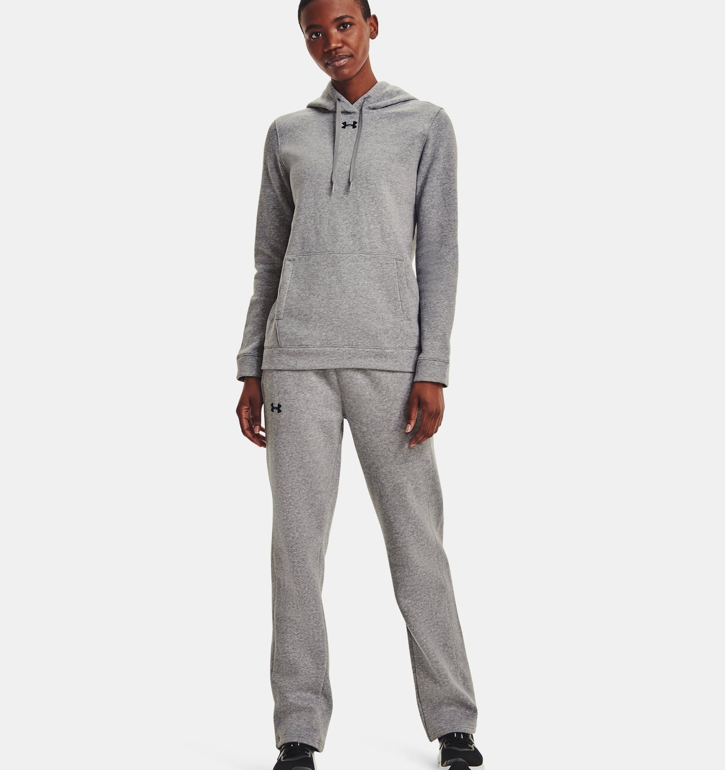 Women's | Under Armour | 1300261 | Hustle Fleece Hoody | True Gray Heather/ Black