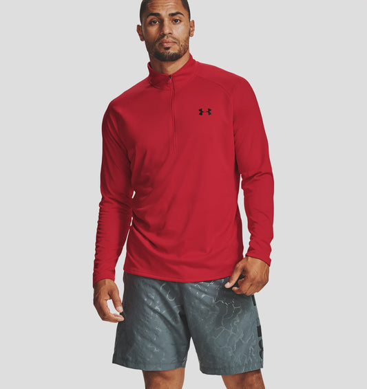 Men's | Under Armour | 1328495 | Tech ½ Zip Long Sleeve Shirt | Red / Black