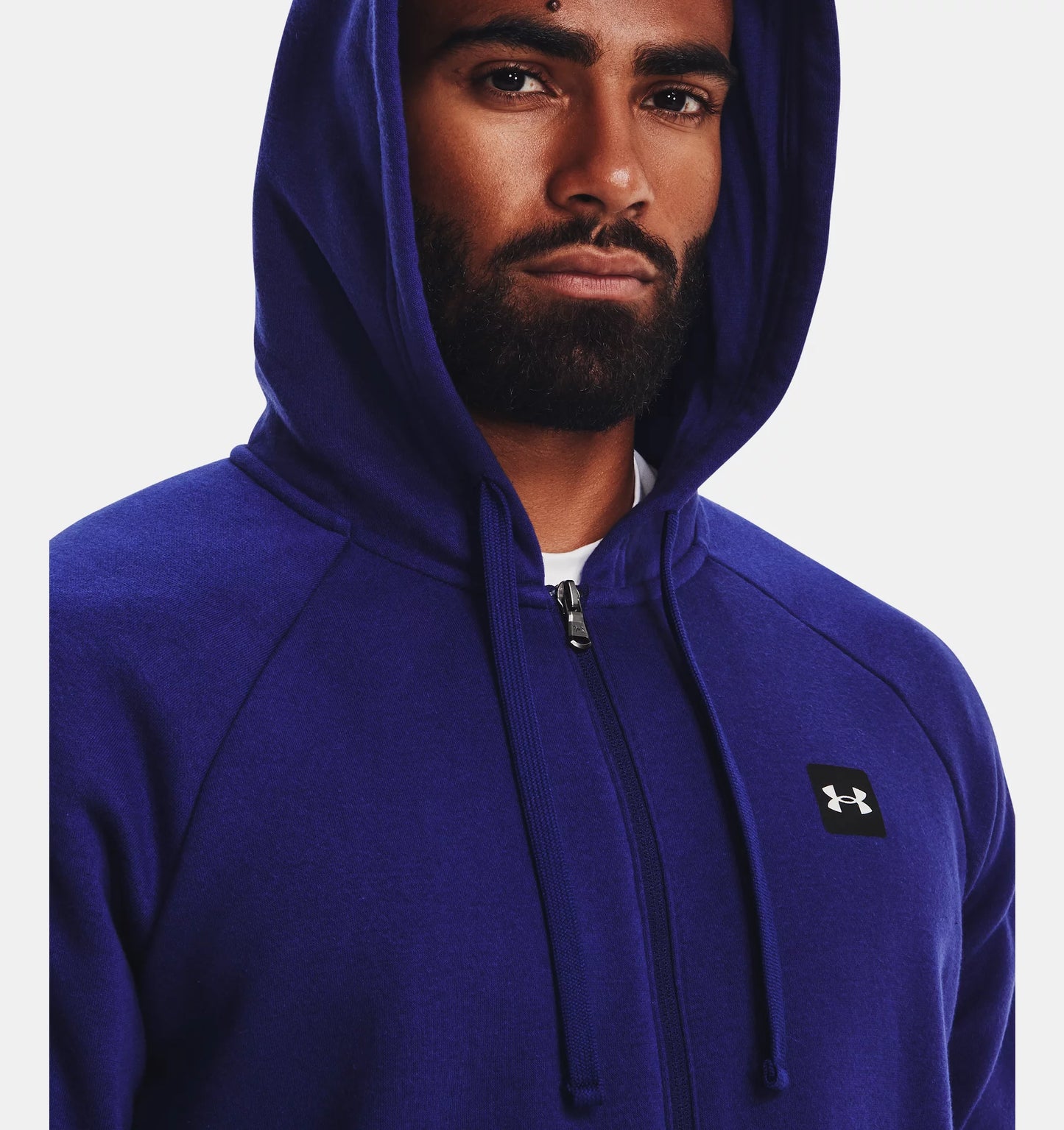 Men's | Under Armour | 1357111-468 | Rival Fleece Full Zip Hoodie | Sonar Blue / Onyx White