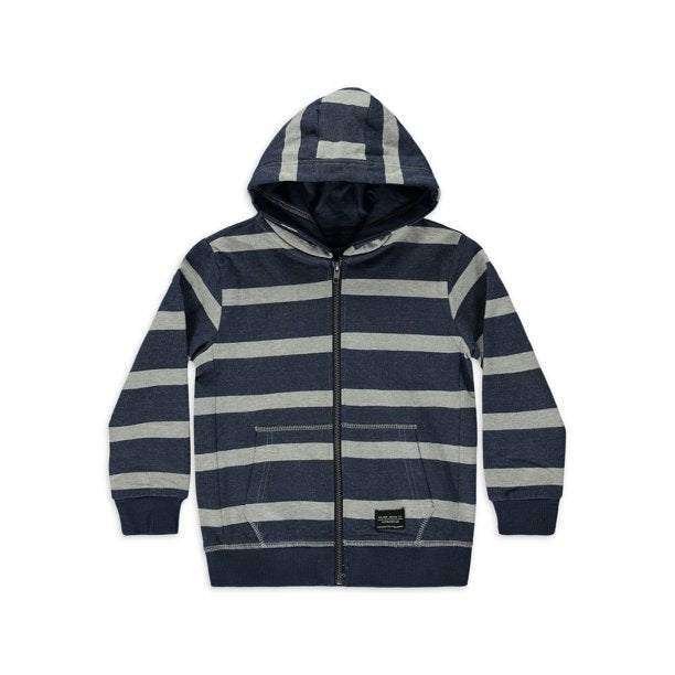 Men's | Silver Jeans | SMF215051 | Stripe Hoody With Rib Details | Navy